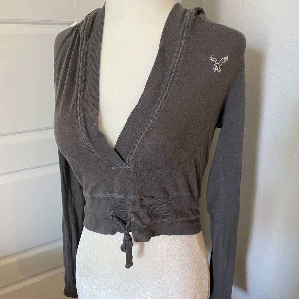 Dark Grey American Eagle Crop Sweater - Small
